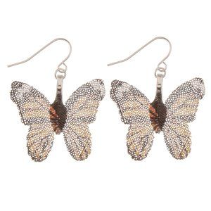 Orange & Black Butterfly Filigree Earrings